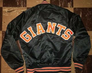 San Francisco Giants Vtg 80s 90s Black Stitched Chalk Line Jacket Jersey Small