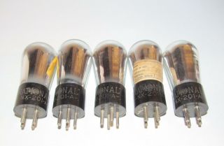 5 National Union Globe Style Nx - 201a (ux - 201a) Amplifier Tubes.  Tv - 7 Test Strong.