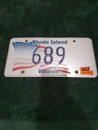 Rhode Island Veteran License Plate - Navy Three Numbers Hard To Find