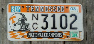 2003 Ncaa Tennessee Vols Football National Champions Metal License Plate Nc3102