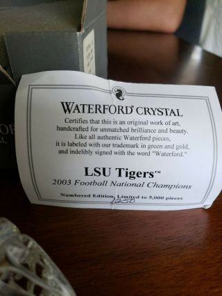 Waterford Crystal LSU 2003 Tigers National Champions Football Paperweight 3