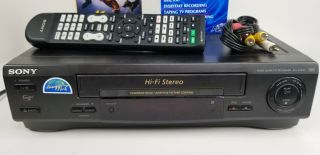 Sony Slv - 679hf Video Cassette Recorder Hifi Stereo Vcr Vhs W/ Remote,  Rca Cable