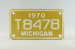 1970 Michigan Motorcycle License Plate - -