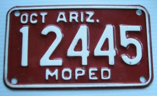 Arizona Moped Motorcycle Motor Cycle License Plate " 12445 " Az
