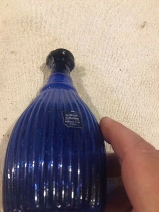 COBALT BLUE BOTTLE WITH GLASS PONTIL ON BASE & GLASS STOPPER 3