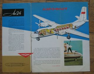 Aeroflot Russian Advertising Booklet Air Plane Craft Ways Line An Ah 24 Aviation