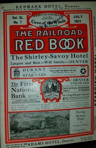 Vintage The Railroad Red Book Denver & Rio Grande Western July 1923 No.  7