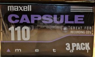 3 Maxell Capsule 110 Metal Audio Cassette Tape Pack Type Iv