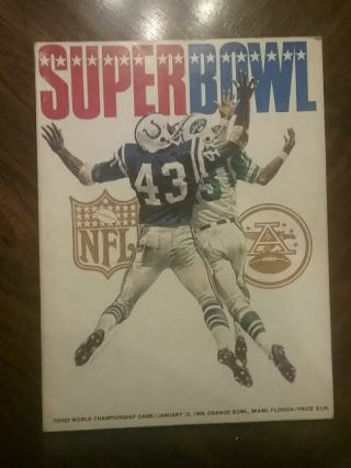 1969 Bowl Iii York Jets Vs Baltimore Colts Program