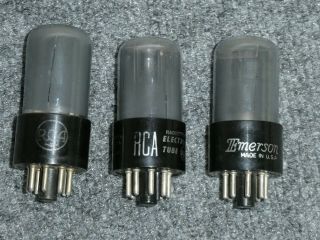 3 Early Rca 6sn7 Gt Smoked Glass Triode Audio Tubes W/blk Plates 3 Day