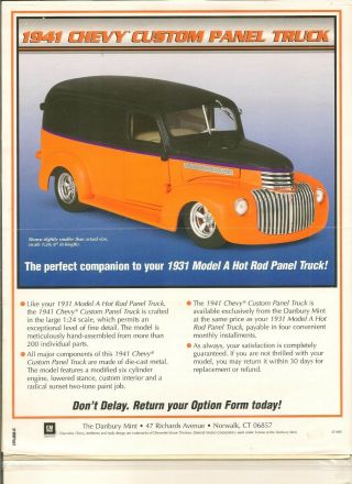 No Truck - Danbury Paperwork - Only 1941 Chevy Custom Panel Truck Black/orange 1/24