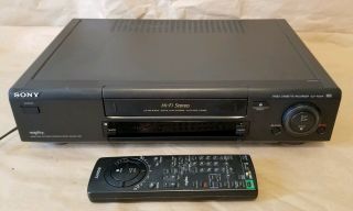 Sony Hi - Fi Stereo Vhs Vcr Video Recorder Player Slv - 760hf W/ Remote For Repair