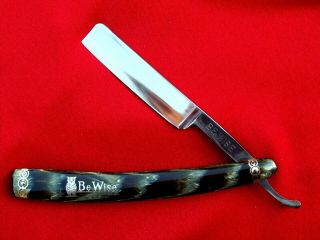 Shave Ready Be Wise Straight Razor By Dovo Solingen W/ Owl Inlay,  Fancy Bolsters