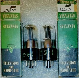 Matched Pair 6sn7gt Sylvania Black Plate Vacuum Tubes,  Tv - 7d 127,
