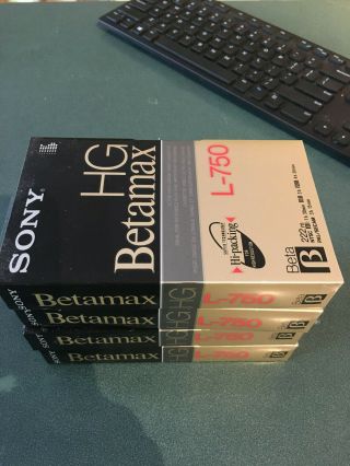 Eight (8),  Sony Betamax Hg L - 750 Beta Tapes Made In Japan