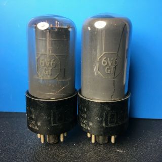 Rca / Delco 6v6gt Tightly Matched Tube Pair,  Smoked Glass,  Black Plates,  1953