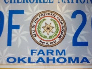Oklahoma Tribal Indian License Plate Tag Cherokee Nation Farm