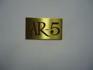 ACOUSTIC RESEARCH AR - 5 OLD STOCK LOGO PLATE 2