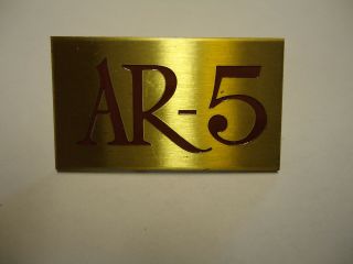 ACOUSTIC RESEARCH AR - 5 OLD STOCK LOGO PLATE 3