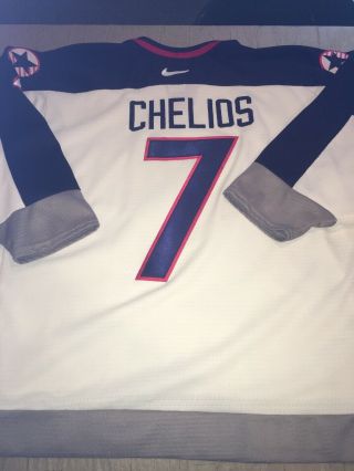 Adult Size 52 White Chris Chelios Nike Team Usa Jersey Nhl Olympic Hockey