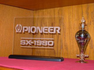 Pioneer Sx - 1980 Etched Glass Sign W/base