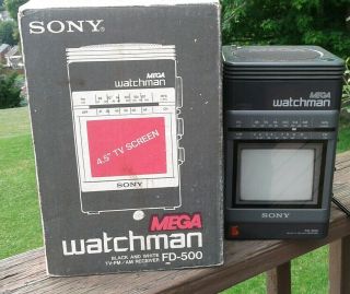 Vintage Sony Mega Watchman Fd - 500 B&w Tv Am/fm Receiver