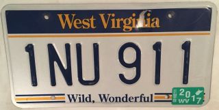West Virginia Vanity 1 9/11 September 11 License Plate Fight Terrorism 9.  11