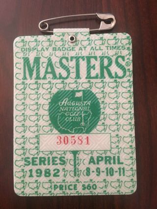 1982 Masters Badge Ticket Augusta National Golf Pga Craig Stadler Wins Rare Wow