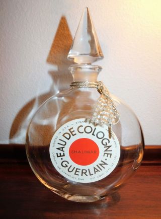 Large Vintage Shalimar Guerlain Paris Empty Perfume Bottle 16 Fl Oz 1 Pint