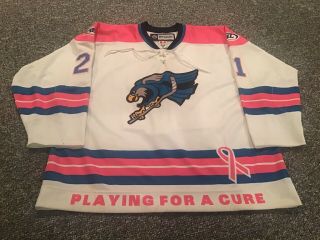 Springfield Falcons Jersey Alex Plante Game Worn Pink In The Rink Ahl