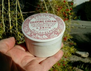 Antique,  Ceramic,  Ca 1880 X.  Bazin Philadelphia Shaving Cream Jar Pot Lid