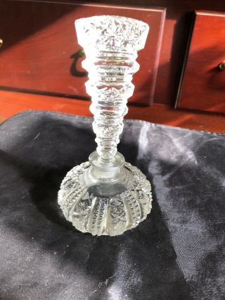 Vintage Art Deco Clear Cut Glass Perfume Bottle Very Tall Stopper