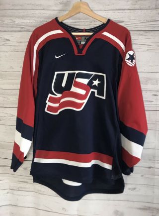 Nike Team Usa 2002 Olympic Hockey Jersey Size M Red White Blue