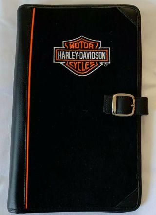 Harley - Davidson Motorcycles Leather Suede Portfolio With Pen And Pad Sewn Logo