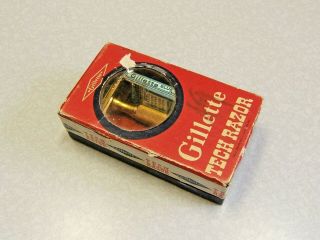 Vintage Gillette Gold Tech Double Edge Safety Razor & Blade 1940 