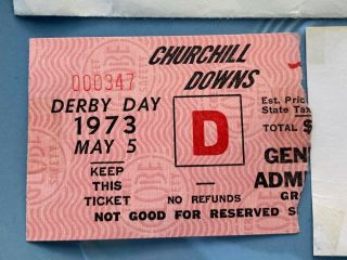 1973 Kentucky Derby Admission Ticket Secretariat Triple Crown 73 Bus Ticket 2
