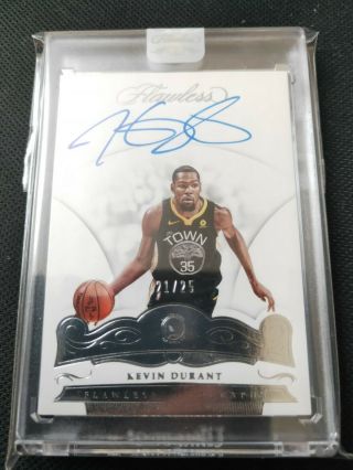 2017 - 18 Panini Flawless Kevin Durant On Card Auto Autograph 21/25 Warriors Mvp