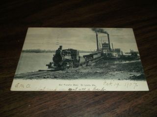 February 1907 Trra Terminal Railroad Of St.  Louis Car Transfer Boat Post Card