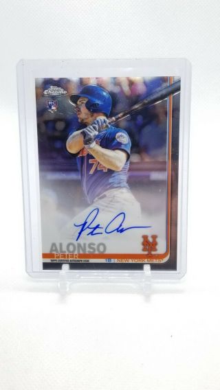 Peter Alonso 2019 Topps Chrome Rookie On - Card Auto Mets Roy Rc