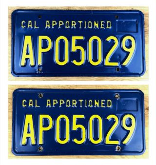 California 1982 Apportioned Truck License Plate Pair Ap05029