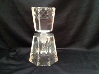 Oversize Octagonal Art Deco Irice Heavy Cut Glass Perfume Bottle With Stopper