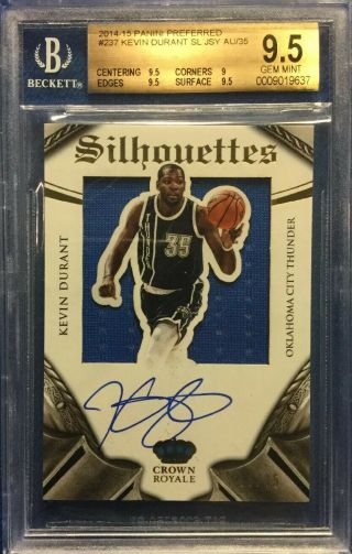 2014 - 15 Panini Preferred Signed 237 Kevin Durant Patch Auto 16/35 Bgs 9.  5/10