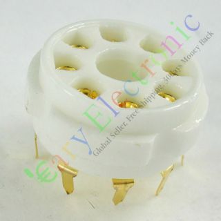 10pc Pcb Gilded 8pin Ceramic Vacuum Tube Socket Top Mount Gold Octal Audio Amps