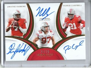 Dwayne Haskins Nick Bosa Parris Campbell Auto /25 2019 Immaculate Triple Osu Sp
