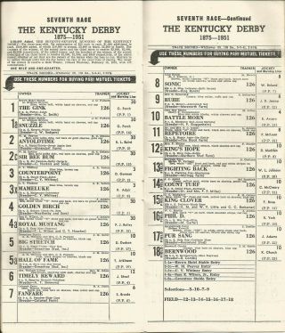1951 - 77th Kentucky Derby program in,  - COUNT TURF 2