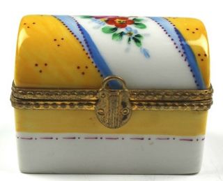Tiffany Co Limoges France Hand Painted Rose Floral Treasure Chest Trinket Box Nr