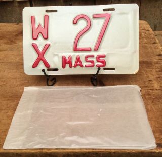 Vintage Nos 1970s Massachusetts Motorcycle License Plate No.  Wx27 Sign Man Cave