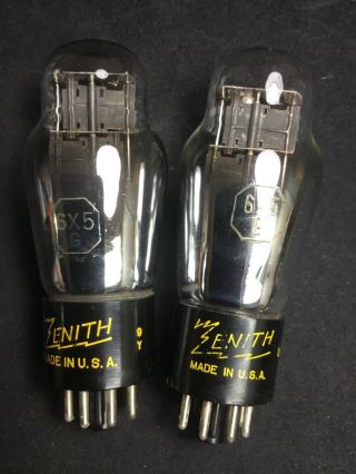 Great Pair Zenith 6x5g Coke Bottle Rectifier Vacuum Tubes Hickok 10.  6869