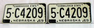 1969 69 1970 70 1971 71 Nebraska Ne License Plates Dodge County 5 - C4209