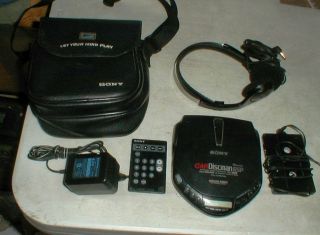 Sony D - M805 Car Discman Portable Cd Player W/remote - Optimus Headphones - Sony Bag